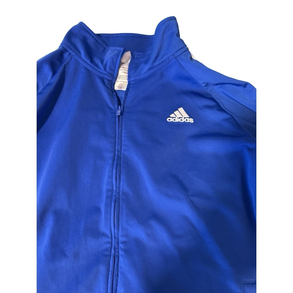 Adidas Vintage Youth XL Blue Full Zip Track Jacket Windbreaker Kids 18/20 - Picture 5 of 6